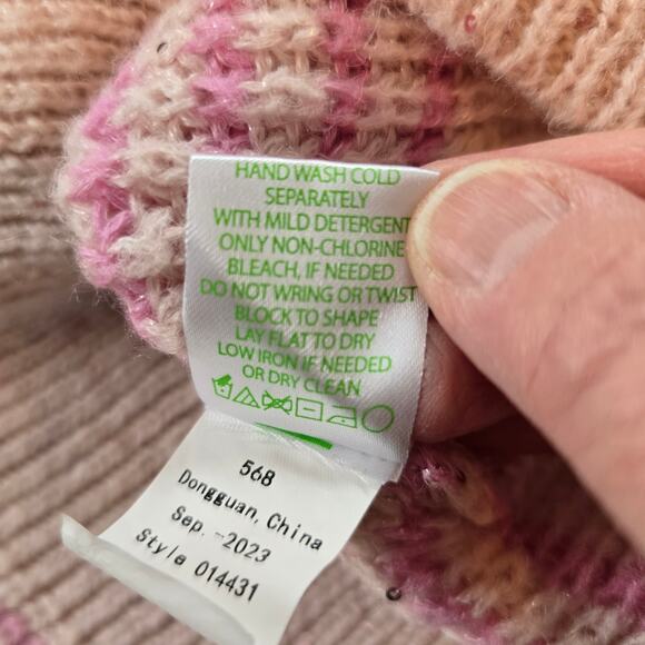 Lilly Pulitzer Finney Sweater Womens M Peony Pink Sparkle Stripe Festive Preppy - Picture 6 of 12